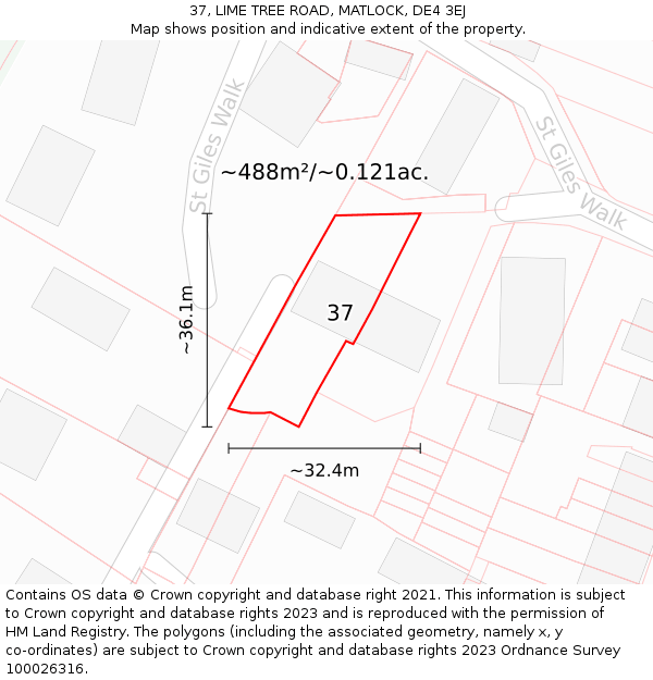 37, LIME TREE ROAD, MATLOCK, DE4 3EJ: Plot and title map