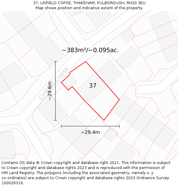 37, LINFIELD COPSE, THAKEHAM, PULBOROUGH, RH20 3EU: Plot and title map