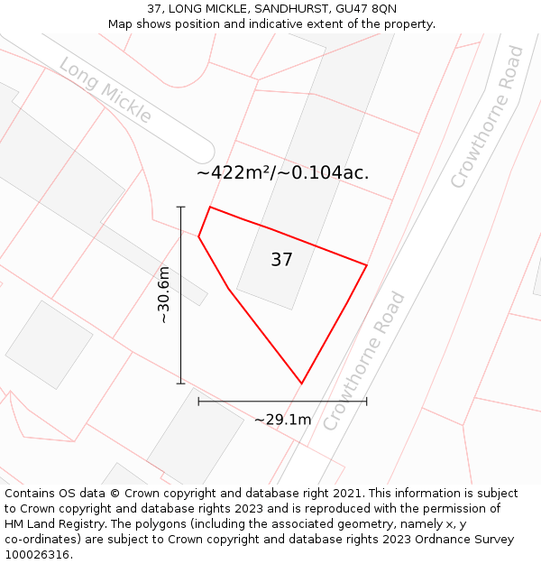 37, LONG MICKLE, SANDHURST, GU47 8QN: Plot and title map
