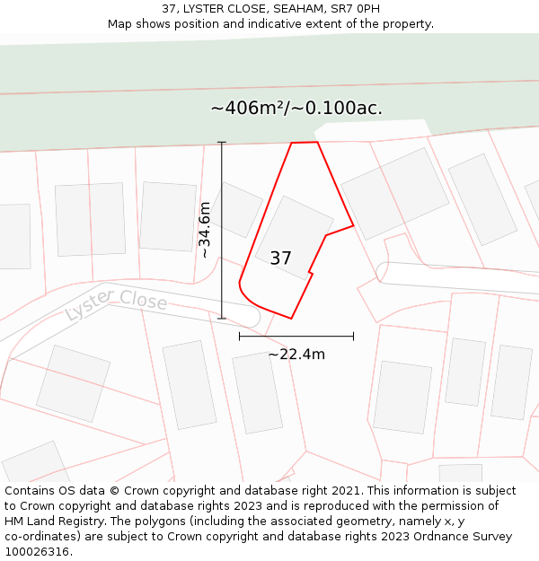 37, LYSTER CLOSE, SEAHAM, SR7 0PH: Plot and title map
