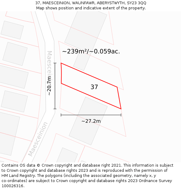 37, MAESCEINION, WAUNFAWR, ABERYSTWYTH, SY23 3QQ: Plot and title map