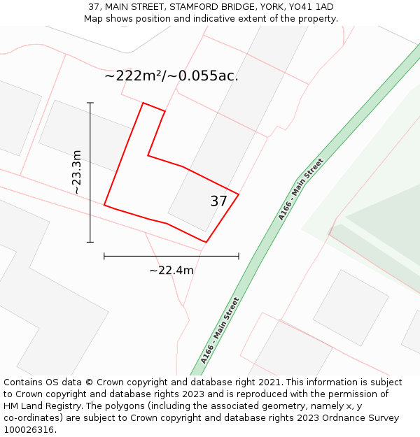 37, MAIN STREET, STAMFORD BRIDGE, YORK, YO41 1AD: Plot and title map