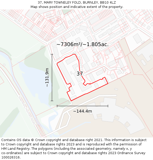 37, MARY TOWNELEY FOLD, BURNLEY, BB10 4LZ: Plot and title map