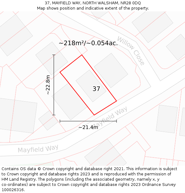 37, MAYFIELD WAY, NORTH WALSHAM, NR28 0DQ: Plot and title map