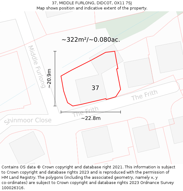 37, MIDDLE FURLONG, DIDCOT, OX11 7SJ: Plot and title map