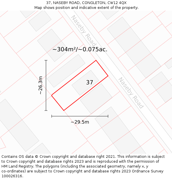 37, NASEBY ROAD, CONGLETON, CW12 4QX: Plot and title map