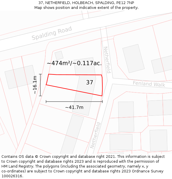 37, NETHERFIELD, HOLBEACH, SPALDING, PE12 7NP: Plot and title map