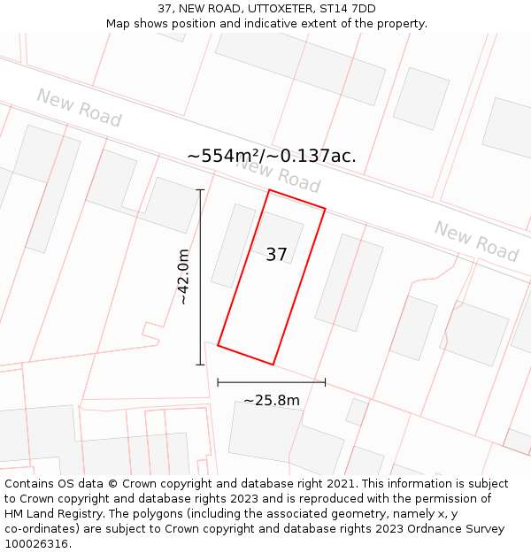 37, NEW ROAD, UTTOXETER, ST14 7DD: Plot and title map