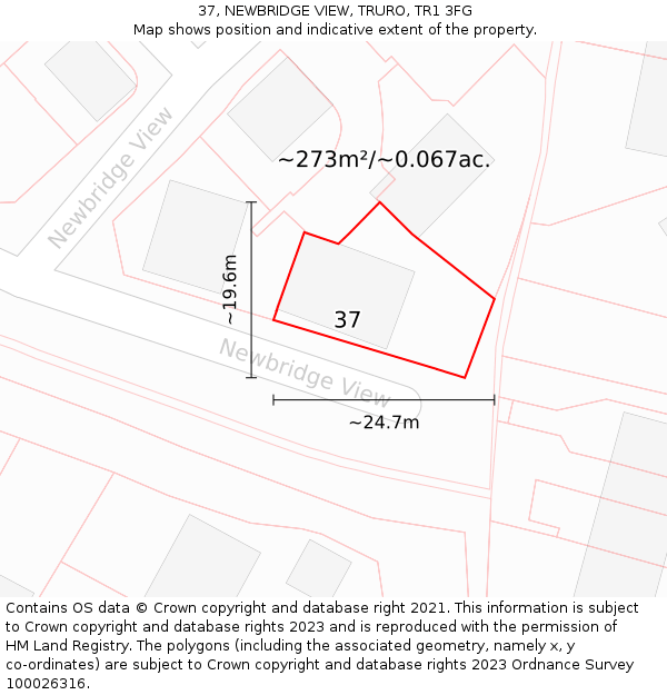 37, NEWBRIDGE VIEW, TRURO, TR1 3FG: Plot and title map