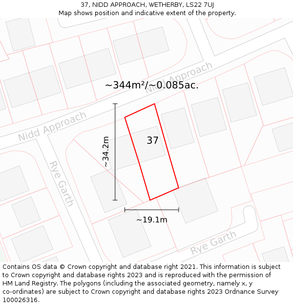 37, NIDD APPROACH, WETHERBY, LS22 7UJ: Plot and title map