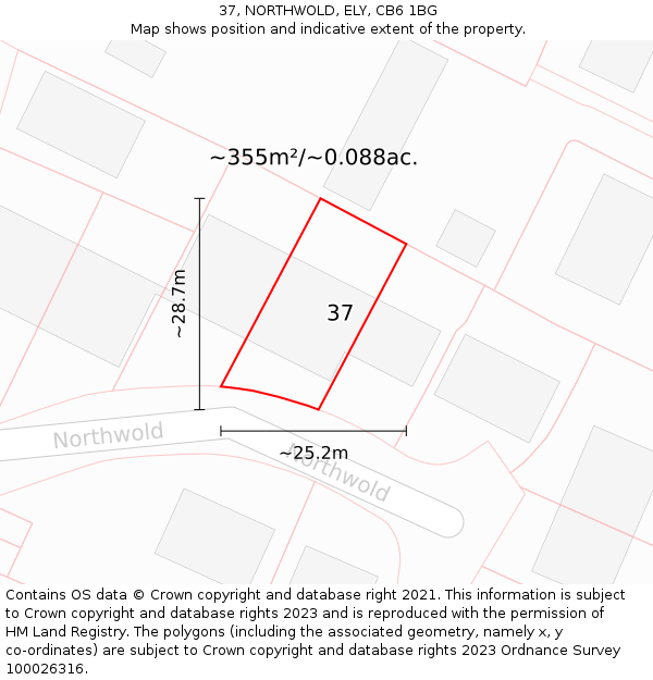 37, NORTHWOLD, ELY, CB6 1BG: Plot and title map