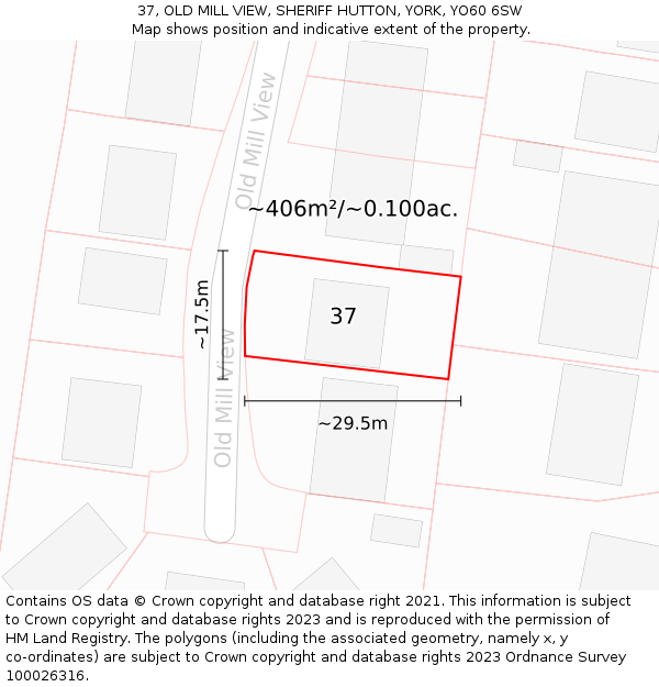 37, OLD MILL VIEW, SHERIFF HUTTON, YORK, YO60 6SW: Plot and title map