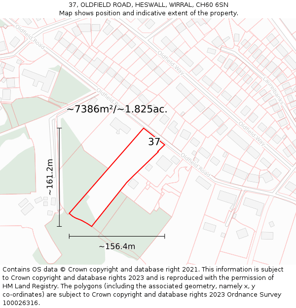 37, OLDFIELD ROAD, HESWALL, WIRRAL, CH60 6SN: Plot and title map