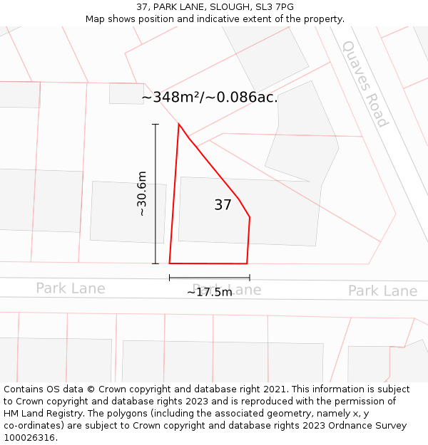37, PARK LANE, SLOUGH, SL3 7PG: Plot and title map