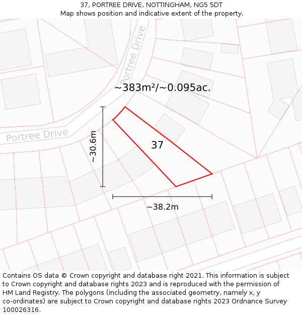 37, PORTREE DRIVE, NOTTINGHAM, NG5 5DT: Plot and title map