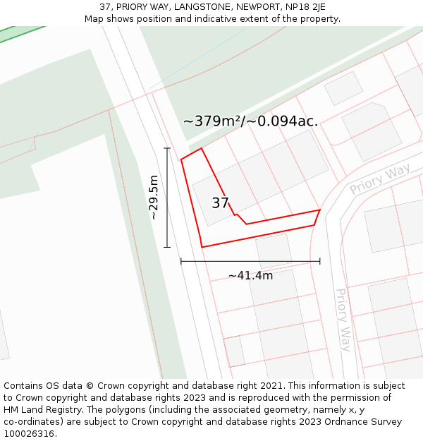 37, PRIORY WAY, LANGSTONE, NEWPORT, NP18 2JE: Plot and title map