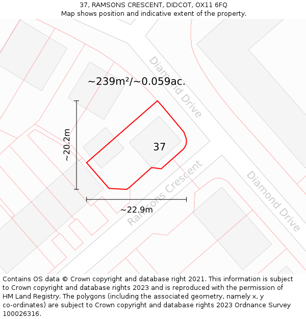 37, RAMSONS CRESCENT, DIDCOT, OX11 6FQ: Plot and title map