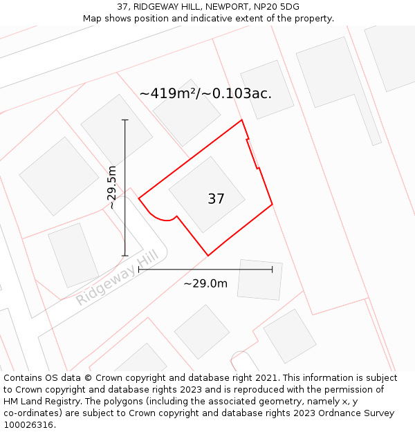 37, RIDGEWAY HILL, NEWPORT, NP20 5DG: Plot and title map