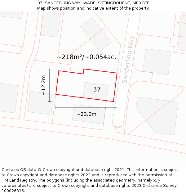 37, SANDERLING WAY, IWADE, SITTINGBOURNE, ME9 8TE: Plot and title map
