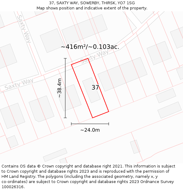 37, SAXTY WAY, SOWERBY, THIRSK, YO7 1SG: Plot and title map