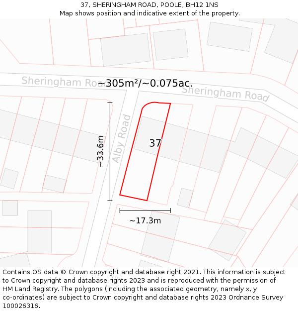 37, SHERINGHAM ROAD, POOLE, BH12 1NS: Plot and title map