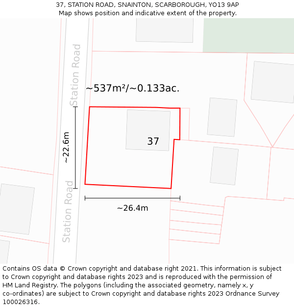 37, STATION ROAD, SNAINTON, SCARBOROUGH, YO13 9AP: Plot and title map