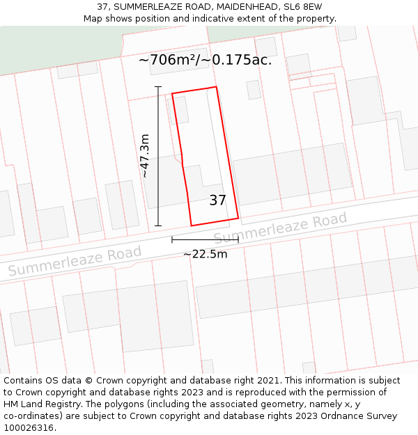 37, SUMMERLEAZE ROAD, MAIDENHEAD, SL6 8EW: Plot and title map