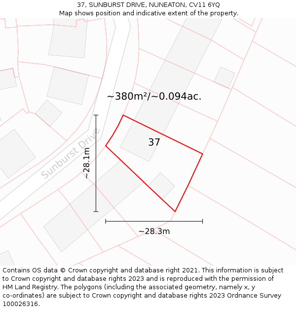 37, SUNBURST DRIVE, NUNEATON, CV11 6YQ: Plot and title map