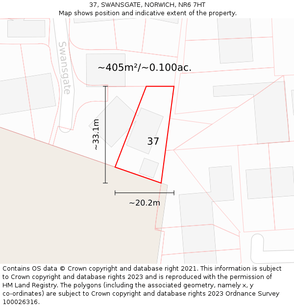 37, SWANSGATE, NORWICH, NR6 7HT: Plot and title map