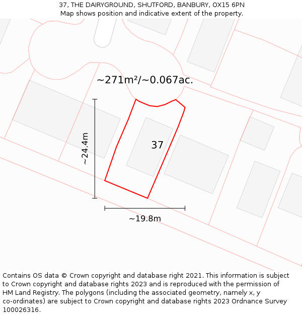 37, THE DAIRYGROUND, SHUTFORD, BANBURY, OX15 6PN: Plot and title map