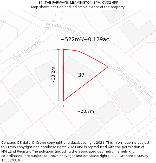 37, THE FAIRWAYS, LEAMINGTON SPA, CV32 6PP: Plot and title map