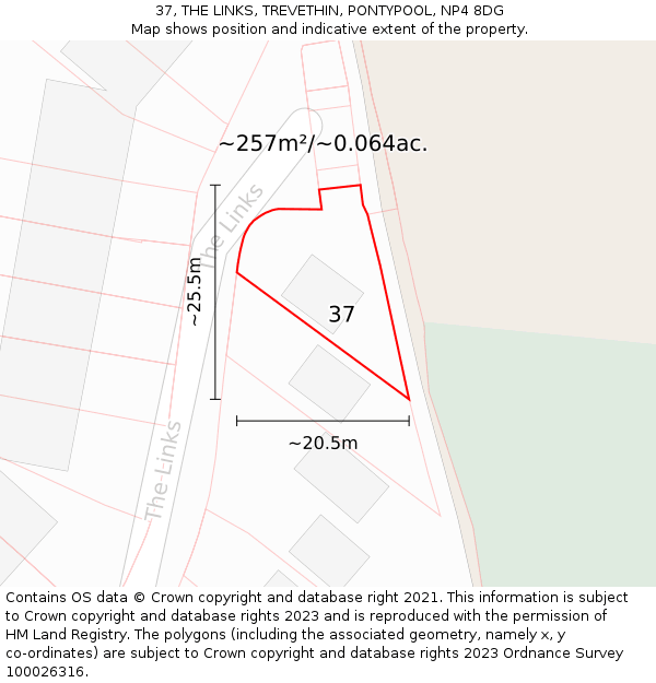 37, THE LINKS, TREVETHIN, PONTYPOOL, NP4 8DG: Plot and title map