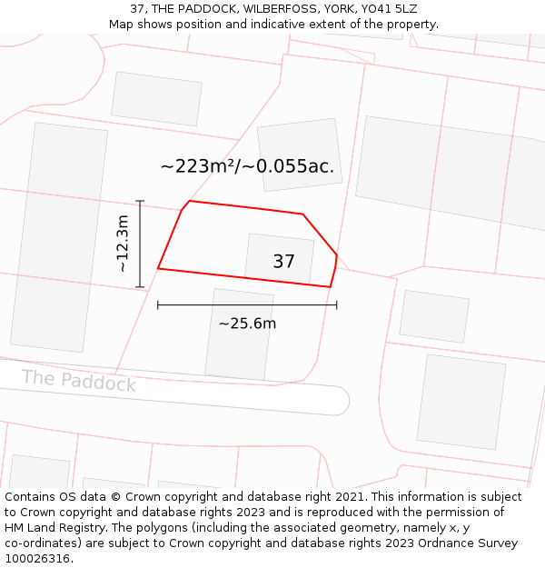 37, THE PADDOCK, WILBERFOSS, YORK, YO41 5LZ: Plot and title map