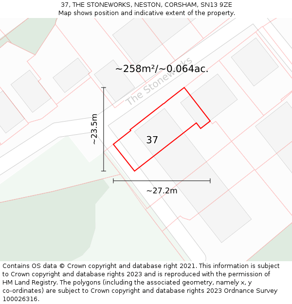 37, THE STONEWORKS, NESTON, CORSHAM, SN13 9ZE: Plot and title map
