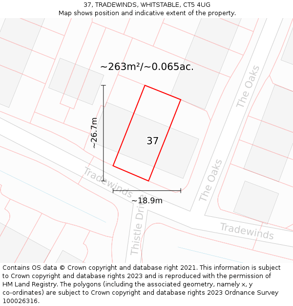 37, TRADEWINDS, WHITSTABLE, CT5 4UG: Plot and title map