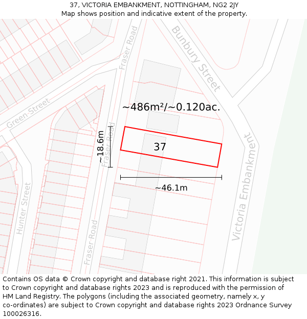 37, VICTORIA EMBANKMENT, NOTTINGHAM, NG2 2JY: Plot and title map