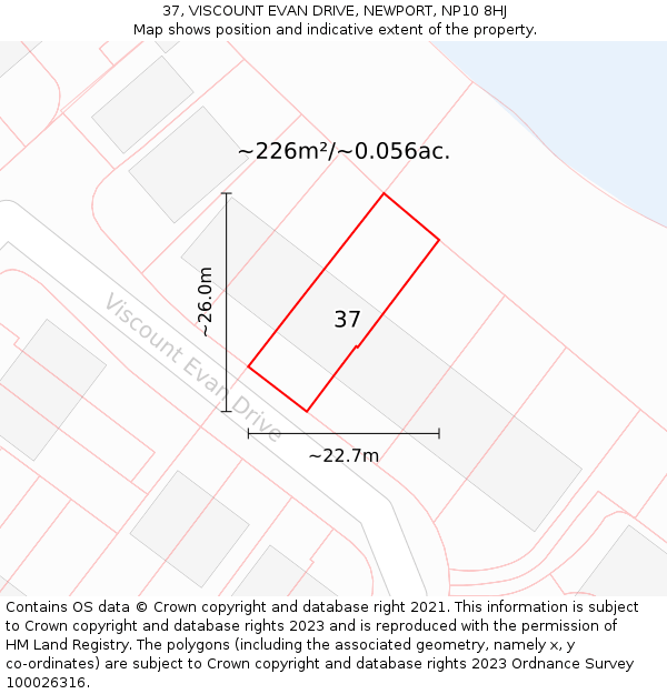 37, VISCOUNT EVAN DRIVE, NEWPORT, NP10 8HJ: Plot and title map