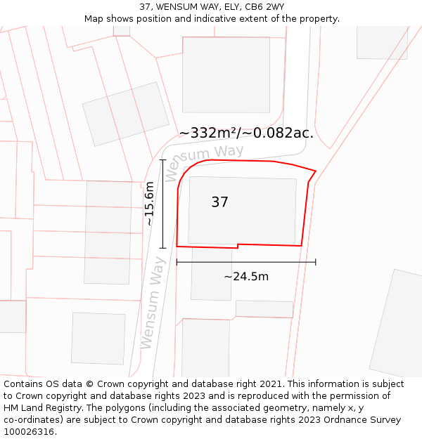 37, WENSUM WAY, ELY, CB6 2WY: Plot and title map
