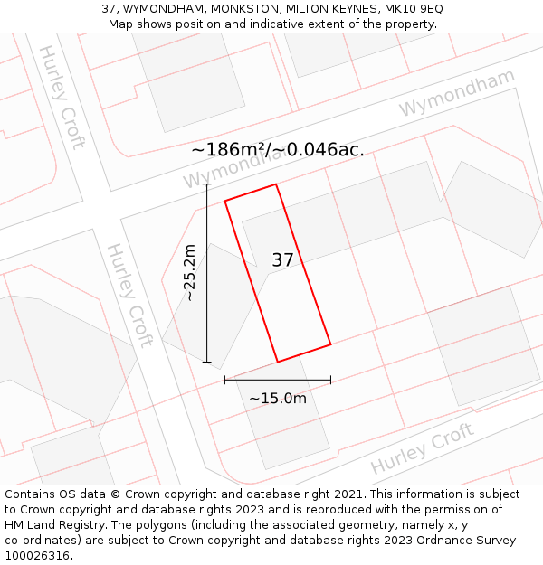 37, WYMONDHAM, MONKSTON, MILTON KEYNES, MK10 9EQ: Plot and title map