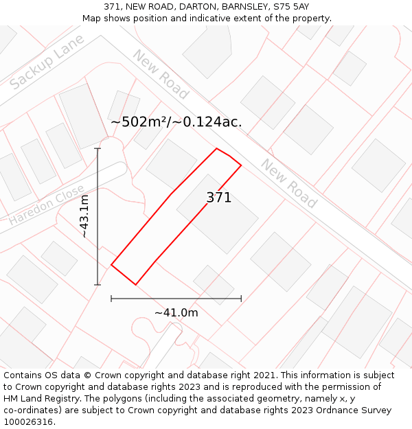 371, NEW ROAD, DARTON, BARNSLEY, S75 5AY: Plot and title map