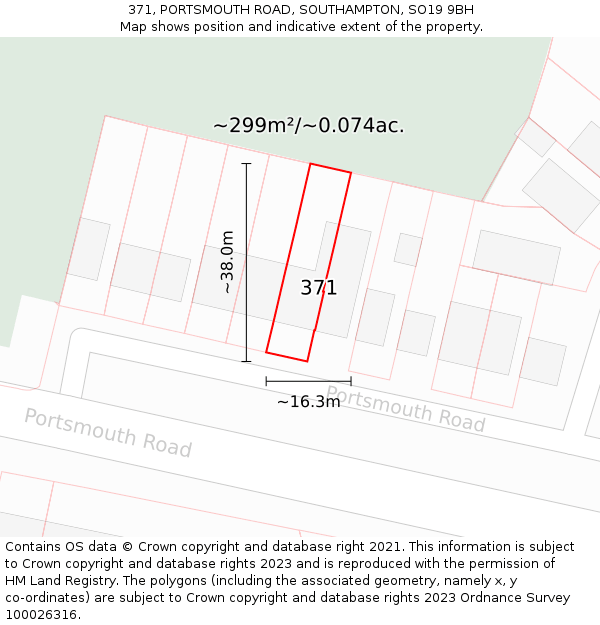 371, PORTSMOUTH ROAD, SOUTHAMPTON, SO19 9BH: Plot and title map