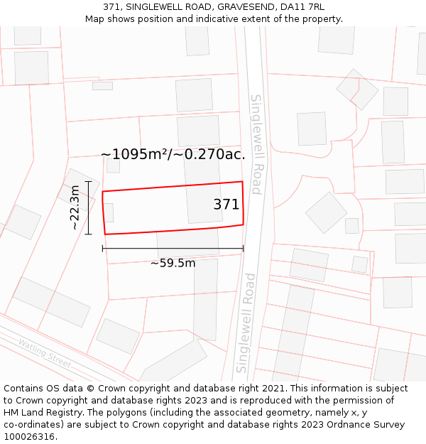 371, SINGLEWELL ROAD, GRAVESEND, DA11 7RL: Plot and title map