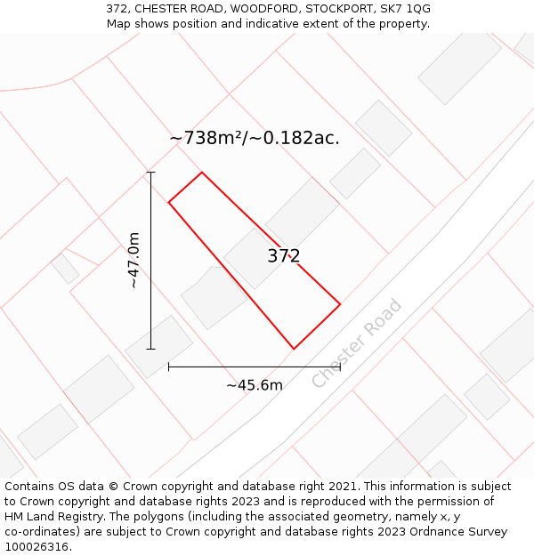 372, CHESTER ROAD, WOODFORD, STOCKPORT, SK7 1QG: Plot and title map