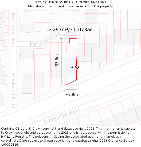 372, GOLDINGTON ROAD, BEDFORD, MK41 9NT: Plot and title map