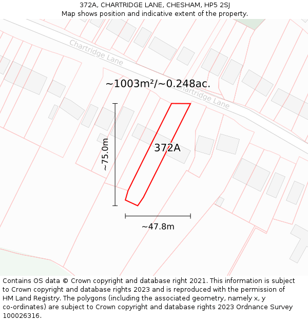 372A, CHARTRIDGE LANE, CHESHAM, HP5 2SJ: Plot and title map