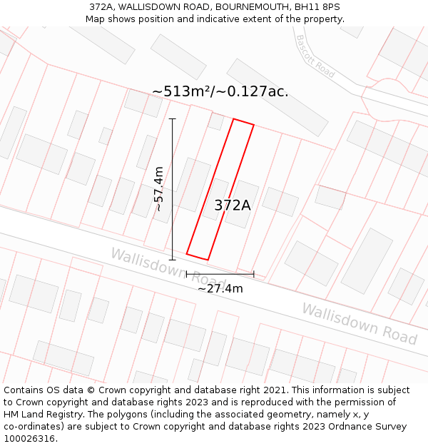372A, WALLISDOWN ROAD, BOURNEMOUTH, BH11 8PS: Plot and title map