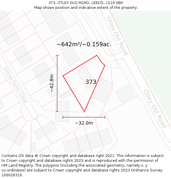373, OTLEY OLD ROAD, LEEDS, LS16 6BX: Plot and title map