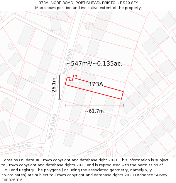 373A, NORE ROAD, PORTISHEAD, BRISTOL, BS20 8EY: Plot and title map