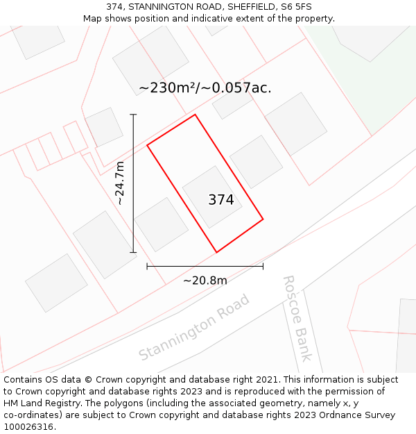 374, STANNINGTON ROAD, SHEFFIELD, S6 5FS: Plot and title map