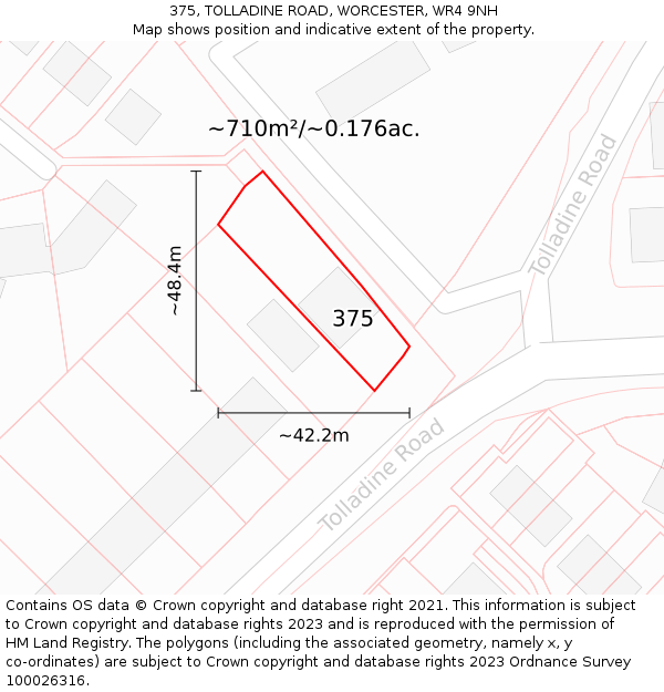 375, TOLLADINE ROAD, WORCESTER, WR4 9NH: Plot and title map